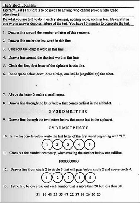 literracy test hard to pass year|african american literacy tests.